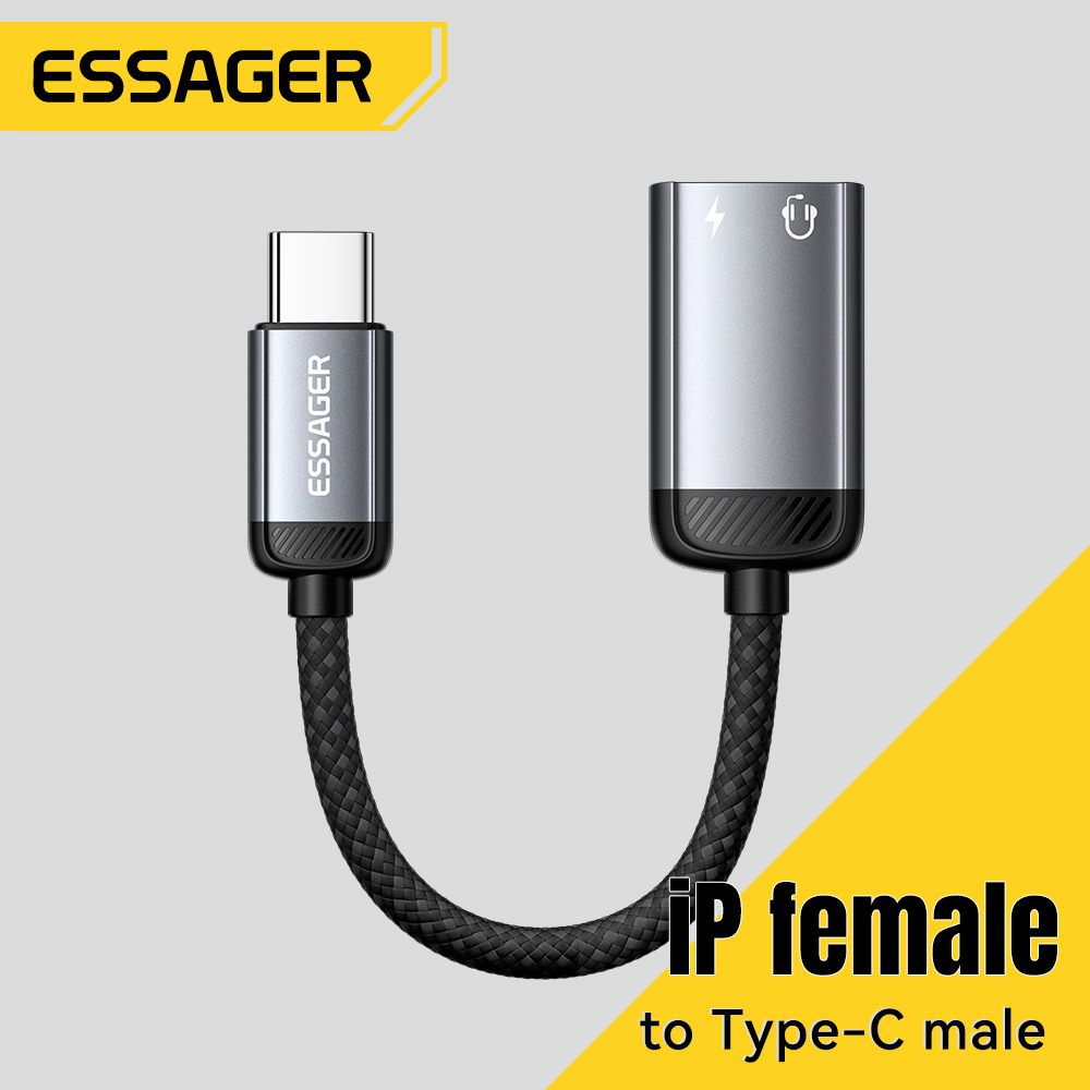 Wired Earphone Lightning - Essager Type C Audio Adapter Cable